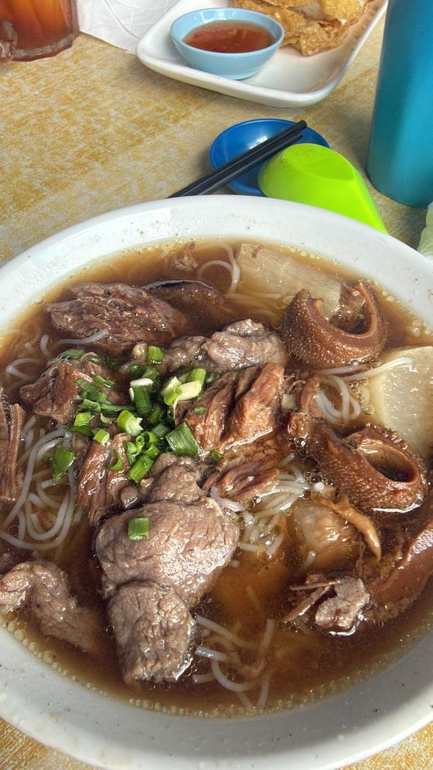 Bowl of Ngiu Chap mixed beef noodle soup