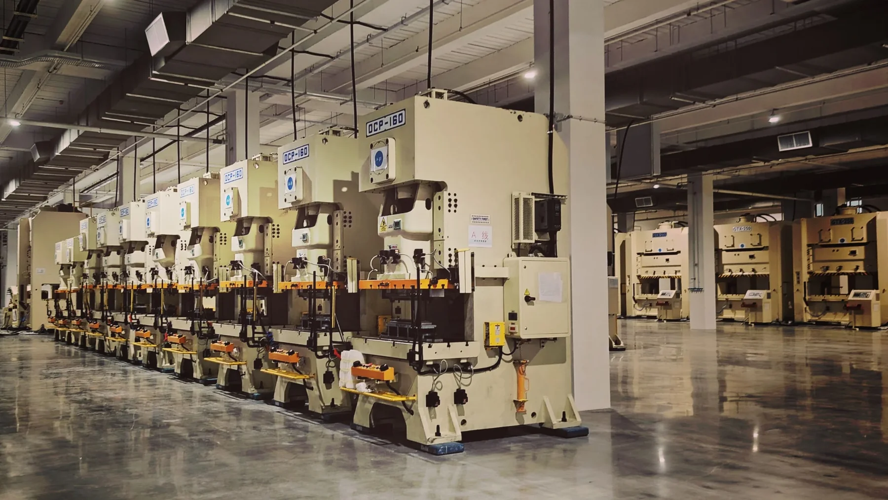 Press line inside a manufacturing plant