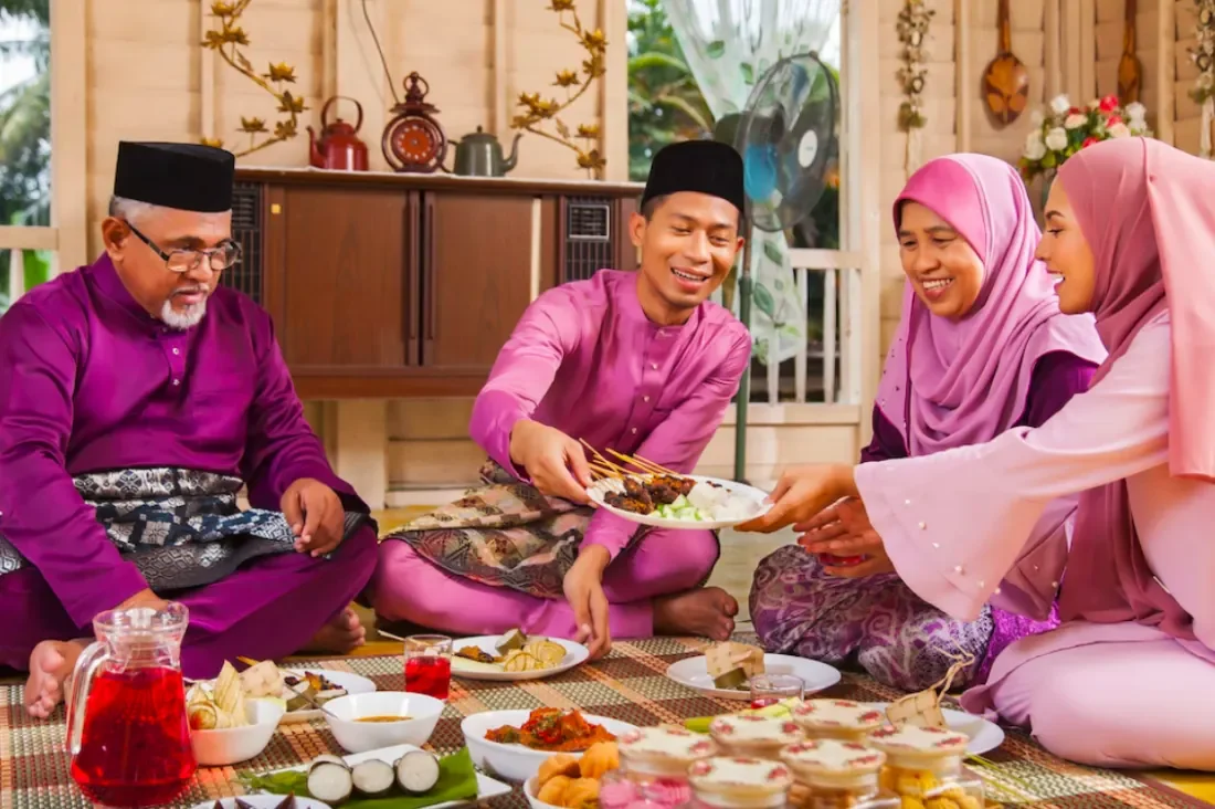 Hari Raya open house spread and family gathering
